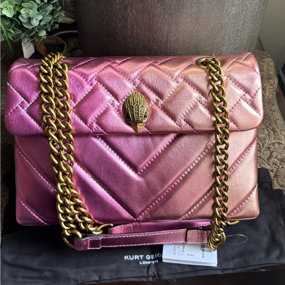 Authentic KURT GEIGER LONDON Quilted 2 tone leather convertible Crosby/shoulder